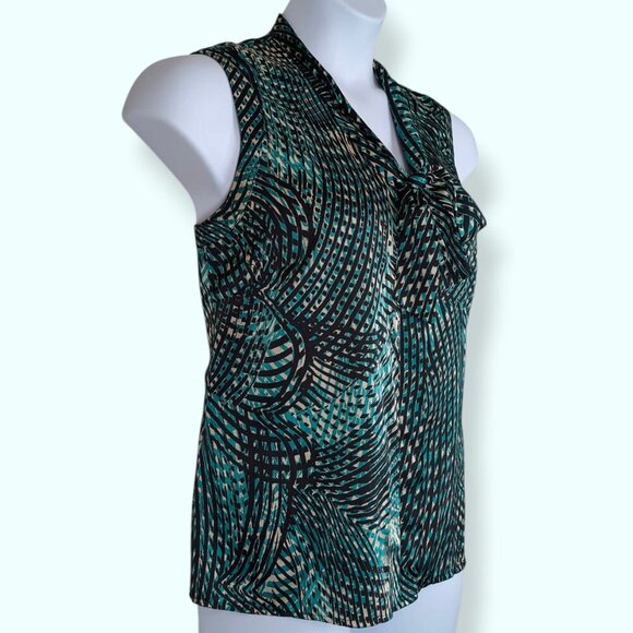 Anne Klein Green Abstract Necktie Top - Picture 2 of 8